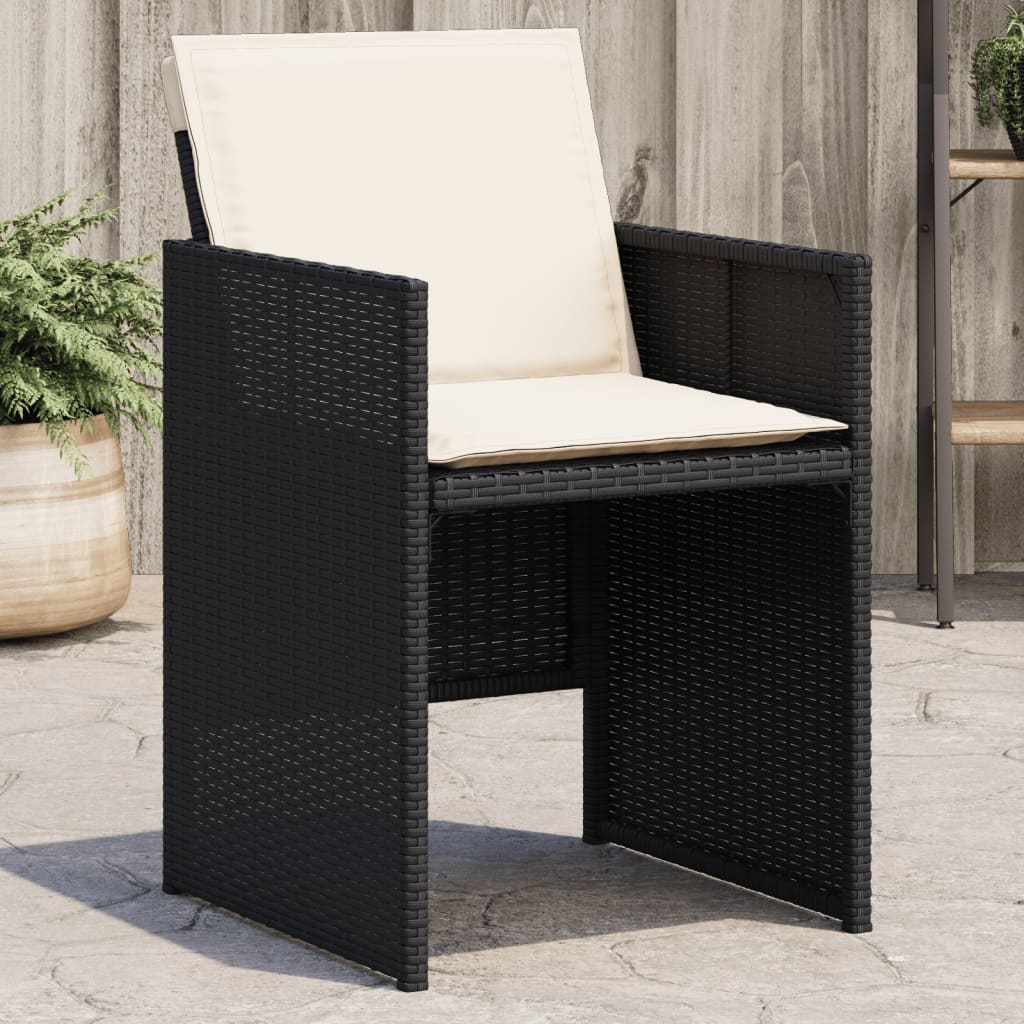 Tuinstoelen 4 st met kussens poly rattan zwart is nu te koop bij PeponiXL, paradijselijk wonen!