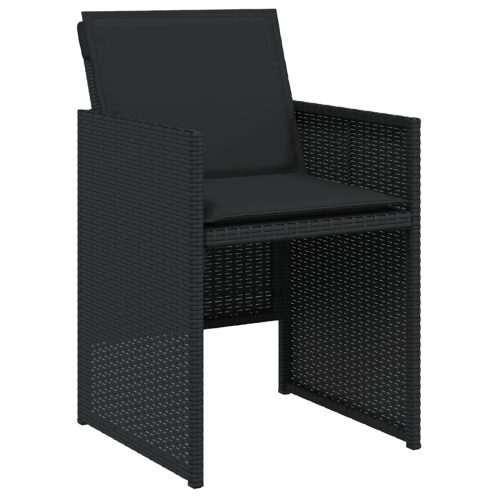 Tuinstoelen 4 st met kussens poly rattan zwart is nu te koop bij PeponiXL, paradijselijk wonen!