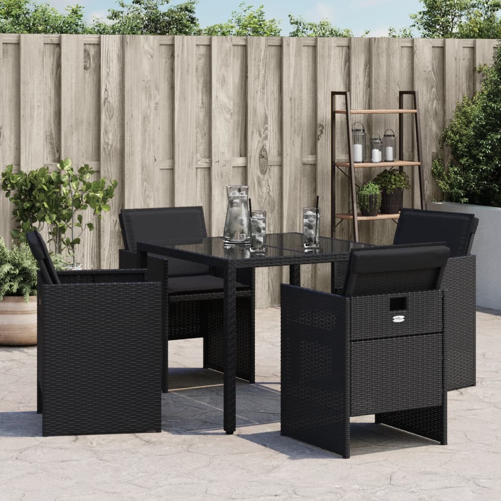 Tuinstoelen 4 st met kussens poly rattan zwart is nu te koop bij PeponiXL, paradijselijk wonen!
