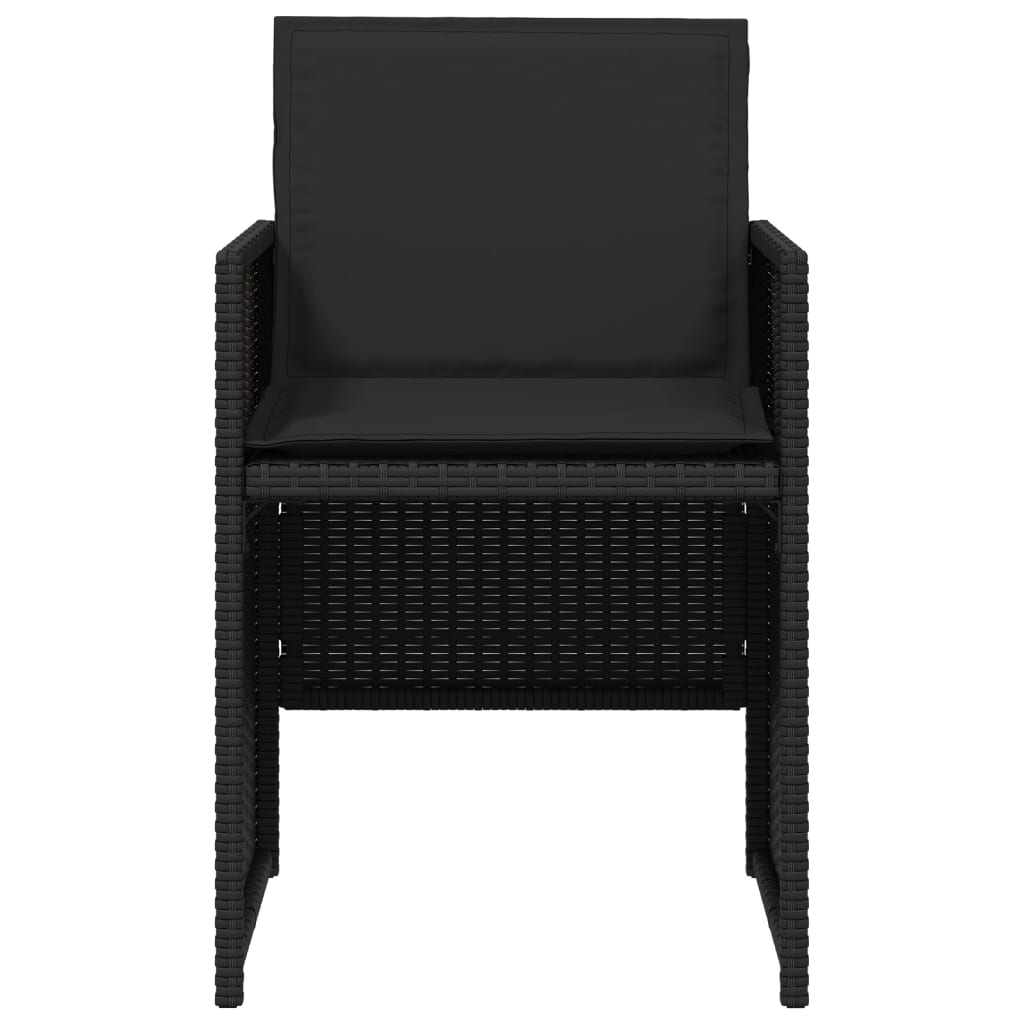 Tuinstoelen 4 st met kussens poly rattan zwart is nu te koop bij PeponiXL, paradijselijk wonen!