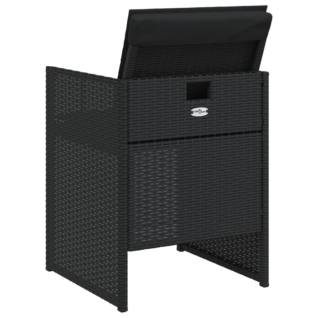 Tuinstoelen 4 st met kussens poly rattan zwart is nu te koop bij PeponiXL, paradijselijk wonen!