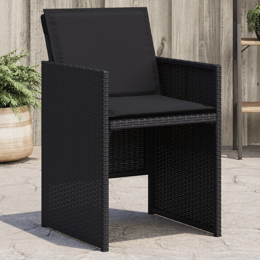 Tuinstoelen 4 st met kussens poly rattan zwart is nu te koop bij PeponiXL, paradijselijk wonen!