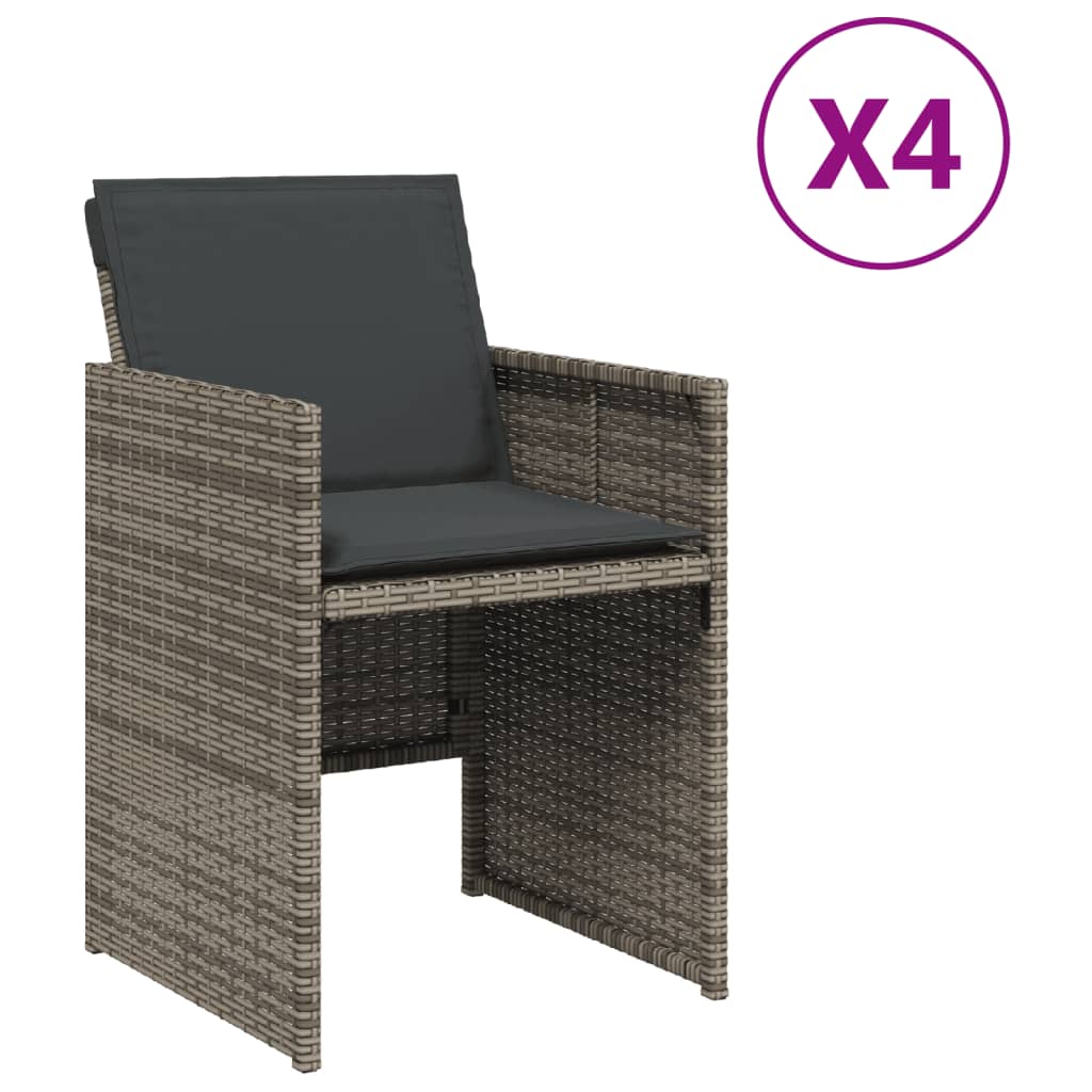 Tuinstoelen 4 st met kussens poly rattan grijs is nu te koop bij PeponiXL, paradijselijk wonen!