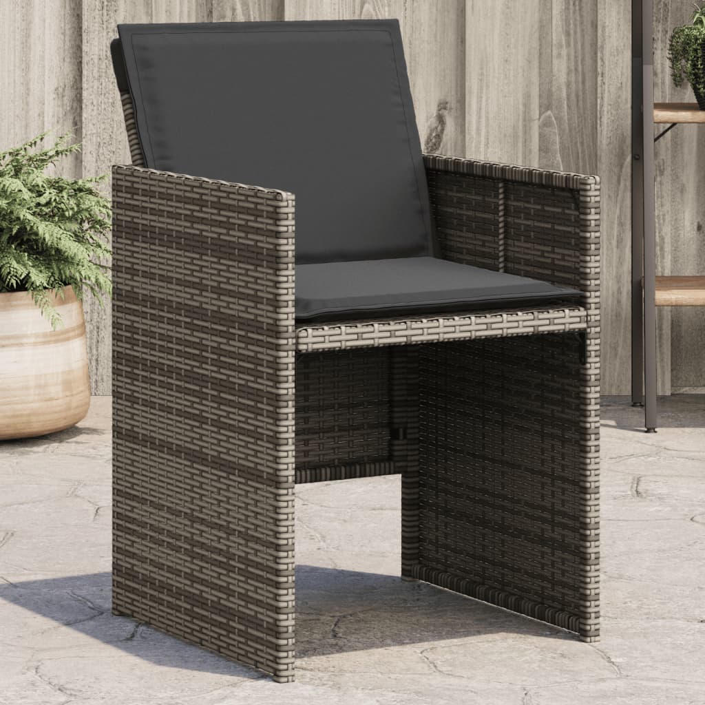 Tuinstoelen 4 st met kussens poly rattan grijs is nu te koop bij PeponiXL, paradijselijk wonen!