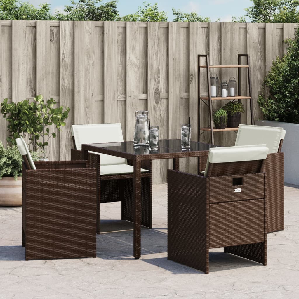 Tuinstoelen 4 st met kussens poly rattan bruin is nu te koop bij PeponiXL, paradijselijk wonen!