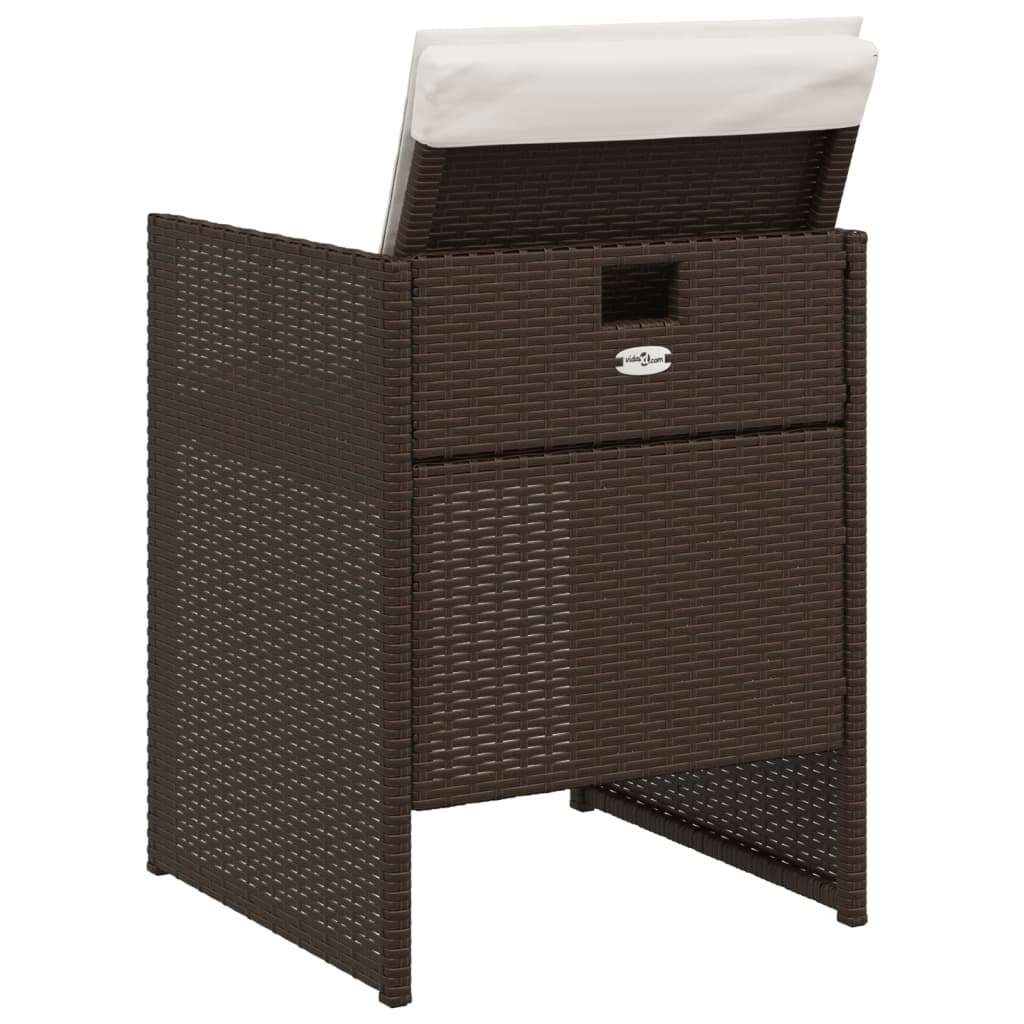 Tuinstoelen 4 st met kussens poly rattan bruin is nu te koop bij PeponiXL, paradijselijk wonen!