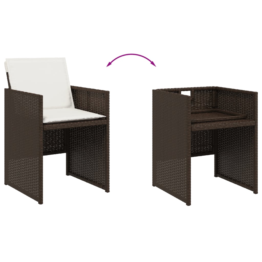 Tuinstoelen 4 st met kussens poly rattan bruin is nu te koop bij PeponiXL, paradijselijk wonen!