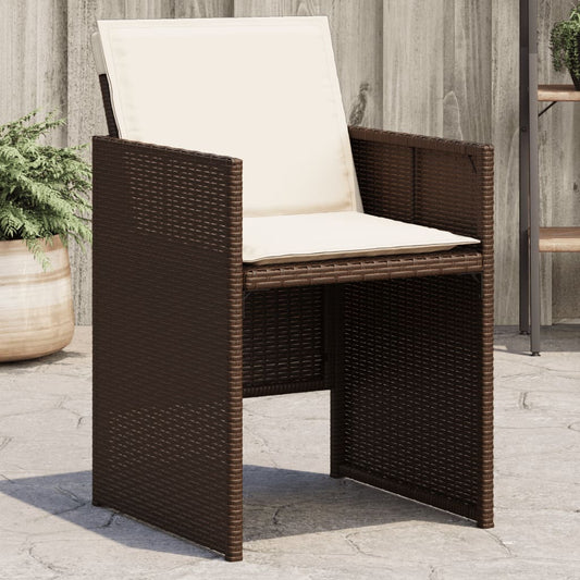 Tuinstoelen 4 st met kussens poly rattan bruin is nu te koop bij PeponiXL, paradijselijk wonen!