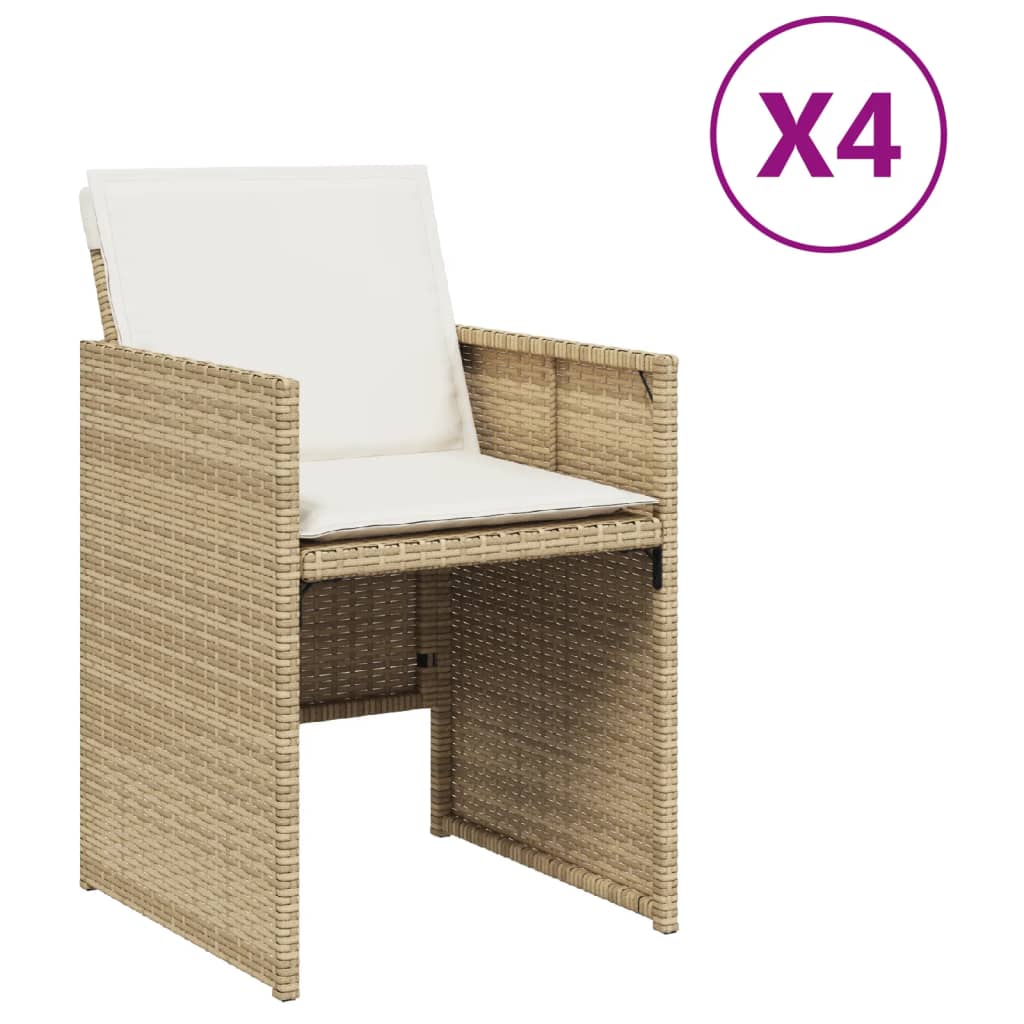 Tuinstoelen 4 st met kussens poly rattan beige is nu te koop bij PeponiXL, paradijselijk wonen!