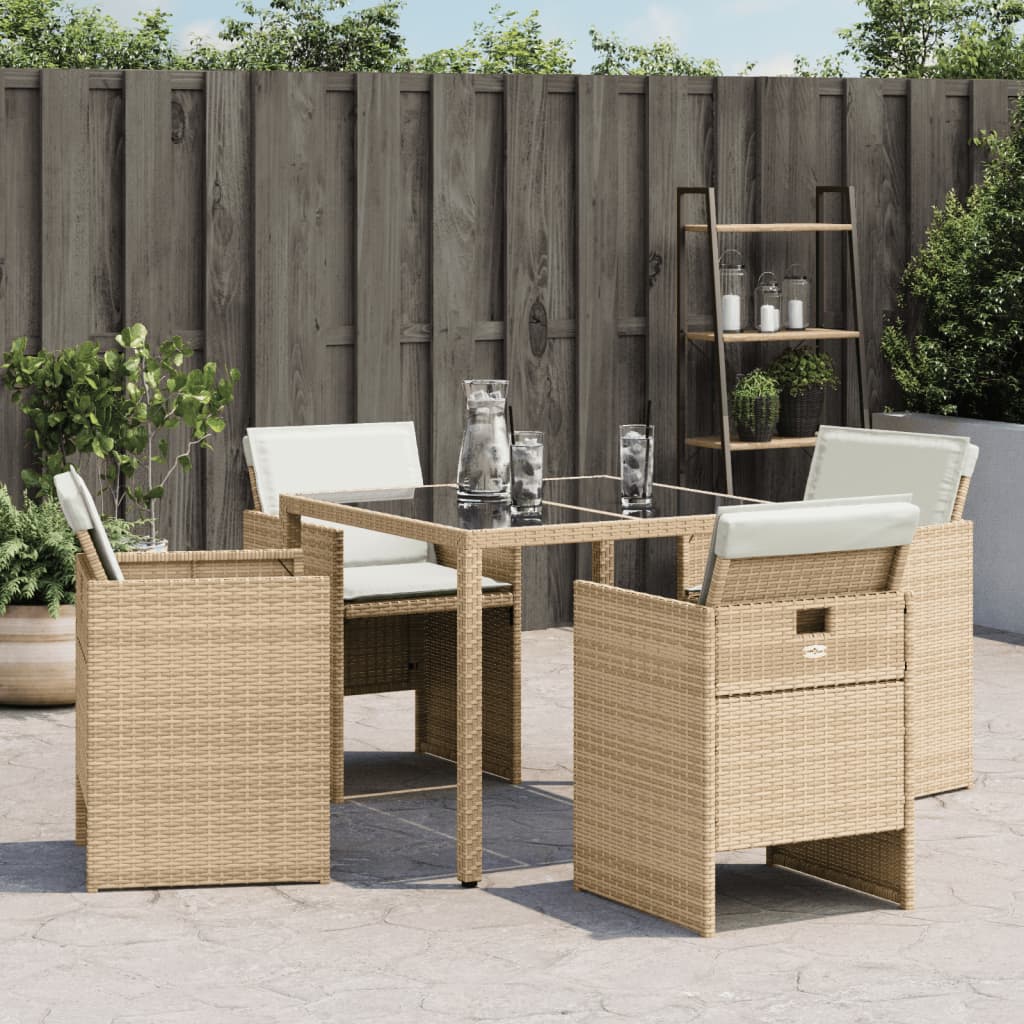 Tuinstoelen 4 st met kussens poly rattan beige is nu te koop bij PeponiXL, paradijselijk wonen!