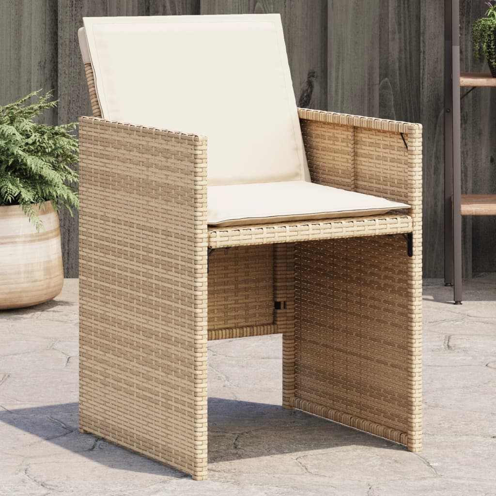 Tuinstoelen 4 st met kussens poly rattan beige is nu te koop bij PeponiXL, paradijselijk wonen!
