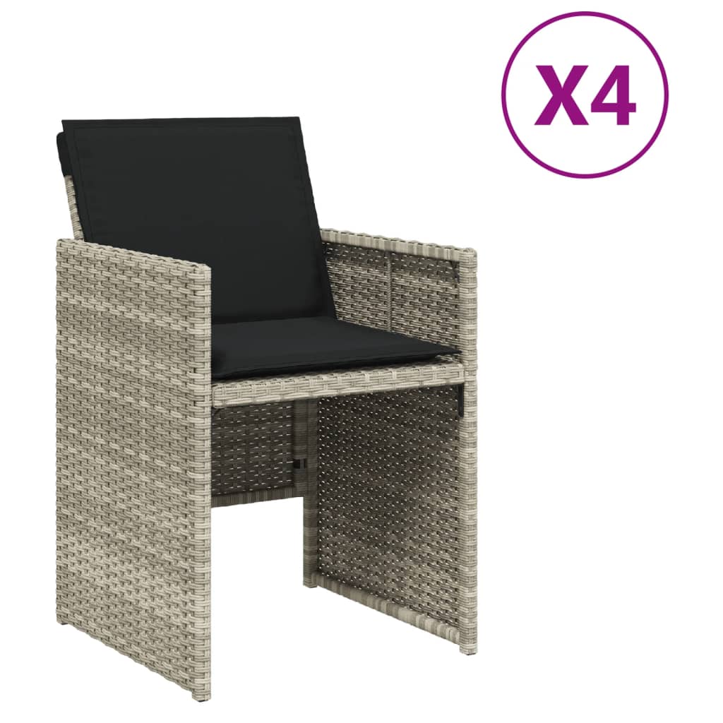 Tuinstoelen 4 st met kussens poly rattan lichtgrijs is nu te koop bij PeponiXL, paradijselijk wonen!