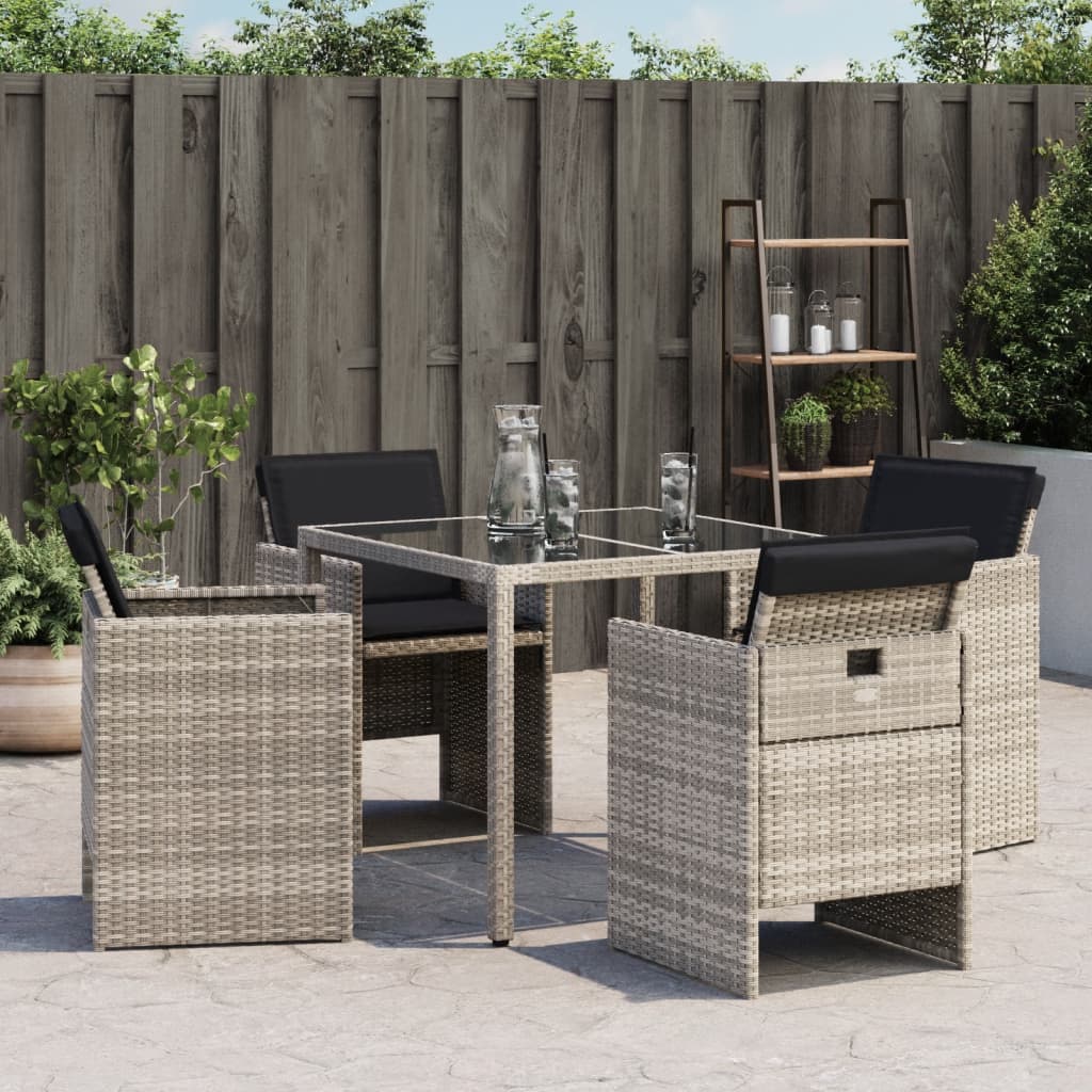 Tuinstoelen 4 st met kussens poly rattan lichtgrijs is nu te koop bij PeponiXL, paradijselijk wonen!
