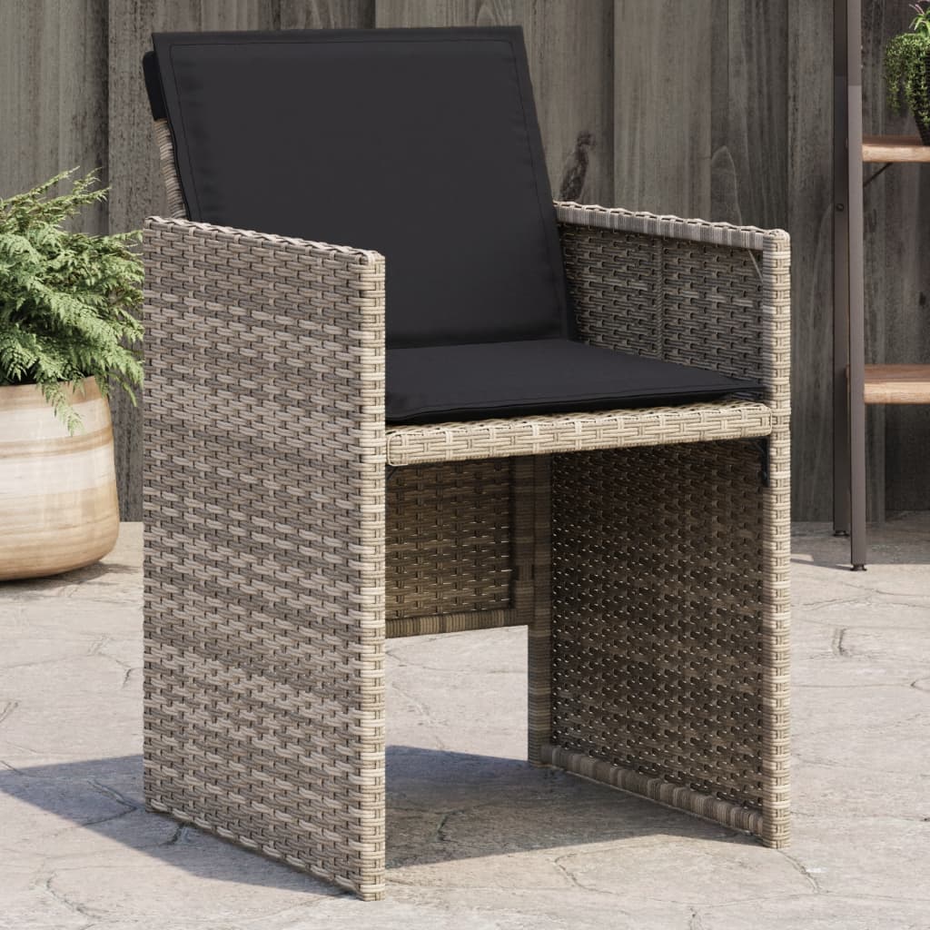 Tuinstoelen 4 st met kussens poly rattan lichtgrijs is nu te koop bij PeponiXL, paradijselijk wonen!