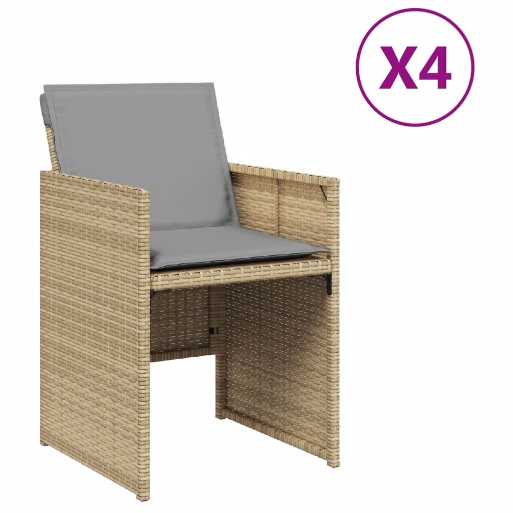 Tuinstoelen 4 st met kussens poly rattan gemengd beige is nu te koop bij PeponiXL, paradijselijk wonen!