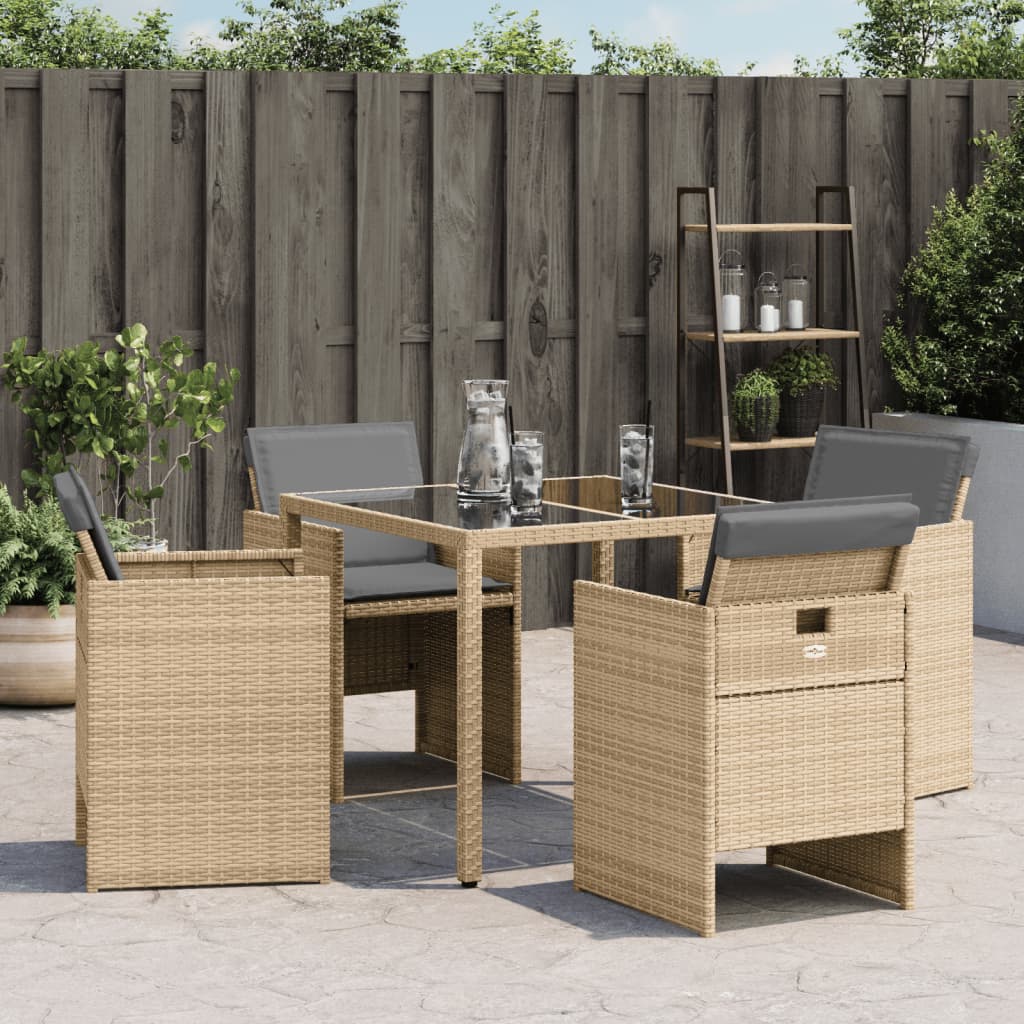 Tuinstoelen 4 st met kussens poly rattan gemengd beige is nu te koop bij PeponiXL, paradijselijk wonen!