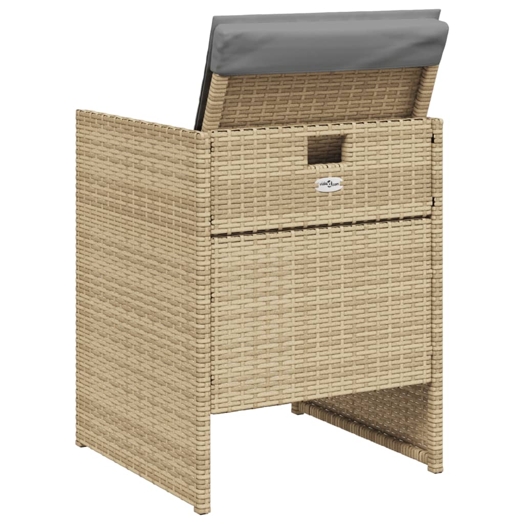 Tuinstoelen 4 st met kussens poly rattan gemengd beige is nu te koop bij PeponiXL, paradijselijk wonen!