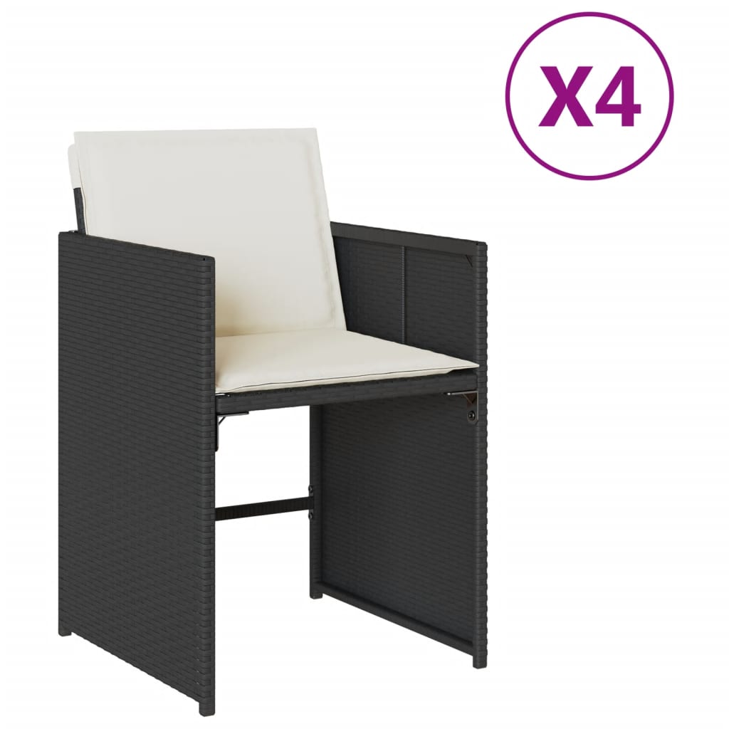 Tuinstoelen 4 st met kussens poly rattan zwart is nu te koop bij PeponiXL, paradijselijk wonen!