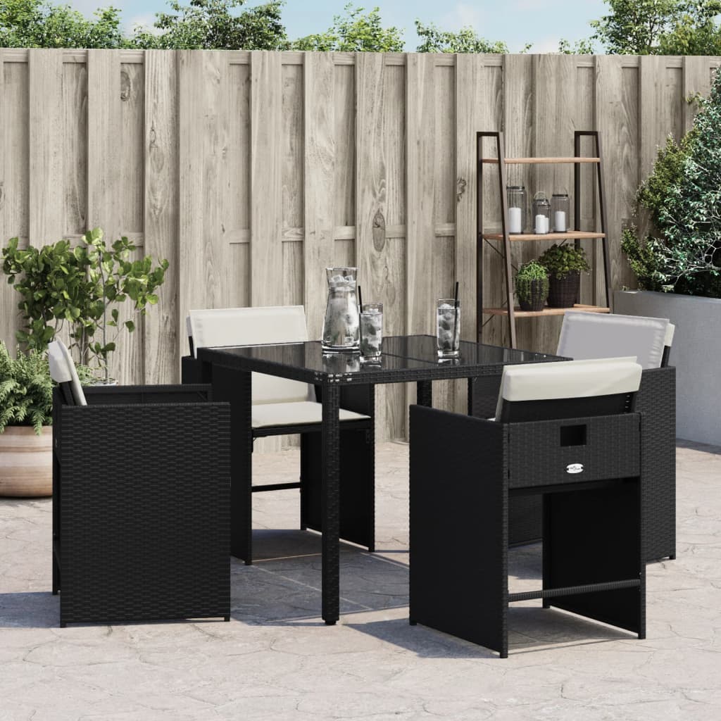 Tuinstoelen 4 st met kussens poly rattan zwart is nu te koop bij PeponiXL, paradijselijk wonen!