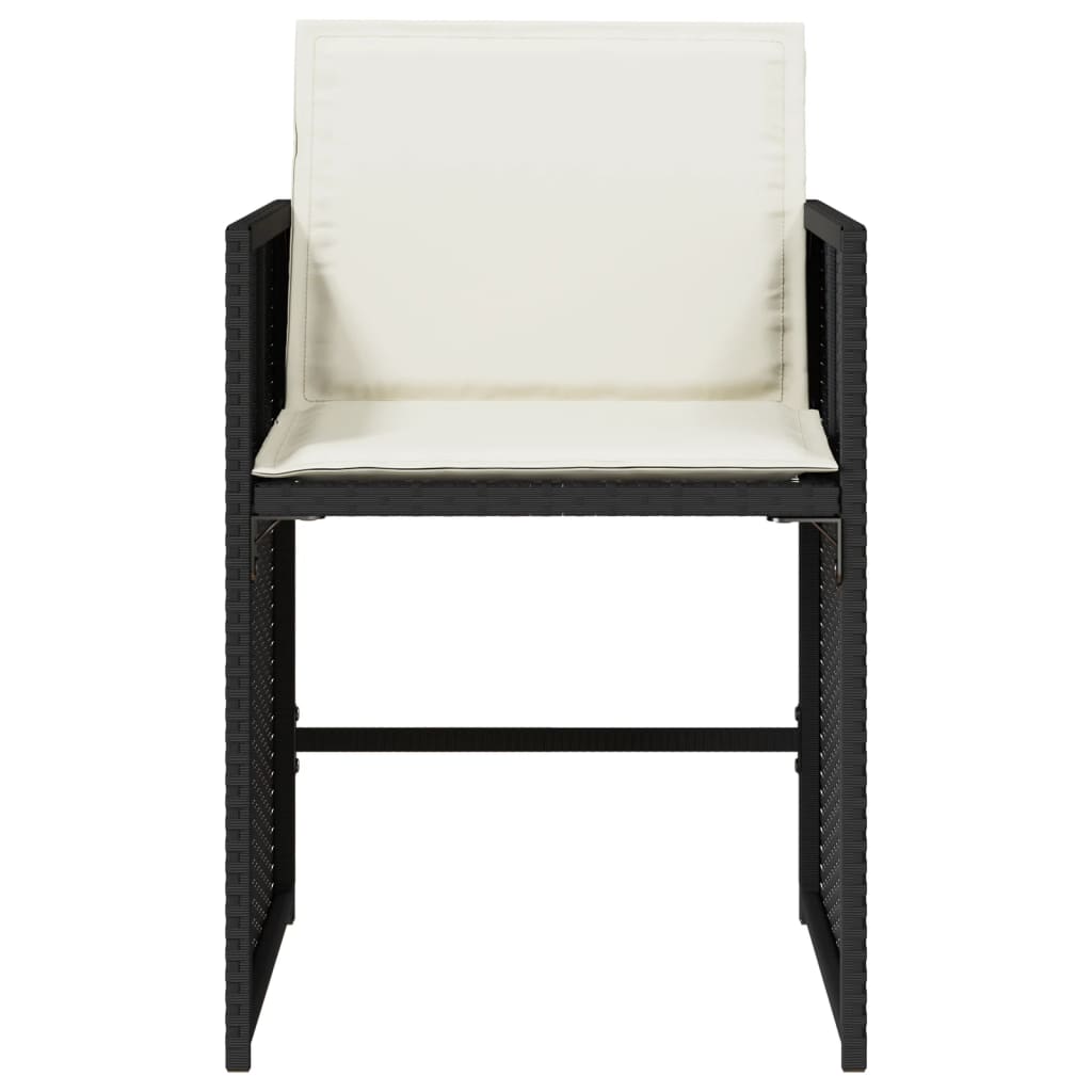 Tuinstoelen 4 st met kussens poly rattan zwart is nu te koop bij PeponiXL, paradijselijk wonen!
