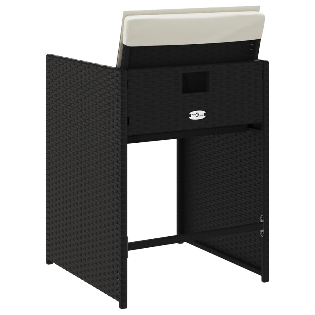 Tuinstoelen 4 st met kussens poly rattan zwart is nu te koop bij PeponiXL, paradijselijk wonen!