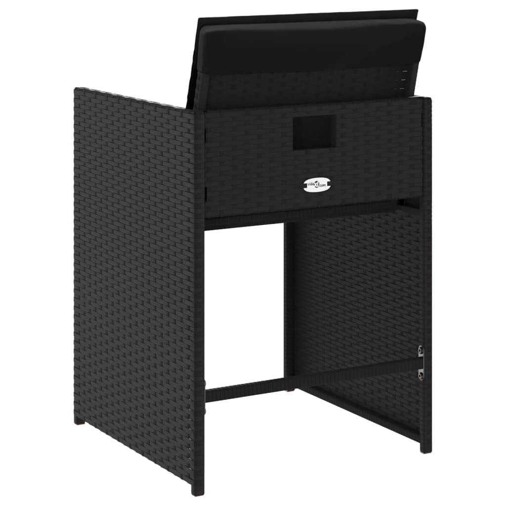 Tuinstoelen 4 st met kussens poly rattan zwart is nu te koop bij PeponiXL, paradijselijk wonen!