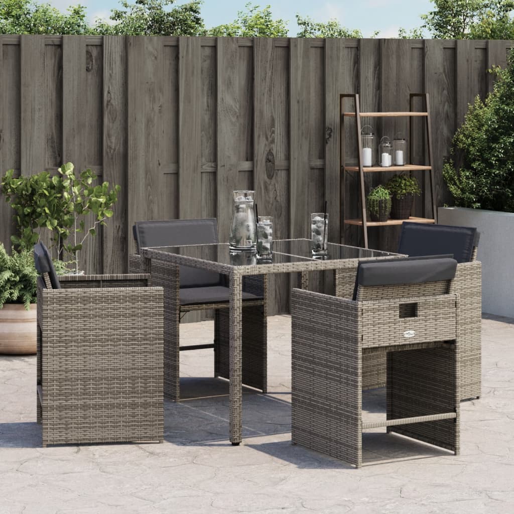 Tuinstoelen 4 st met kussens poly rattan grijs is nu te koop bij PeponiXL, paradijselijk wonen!