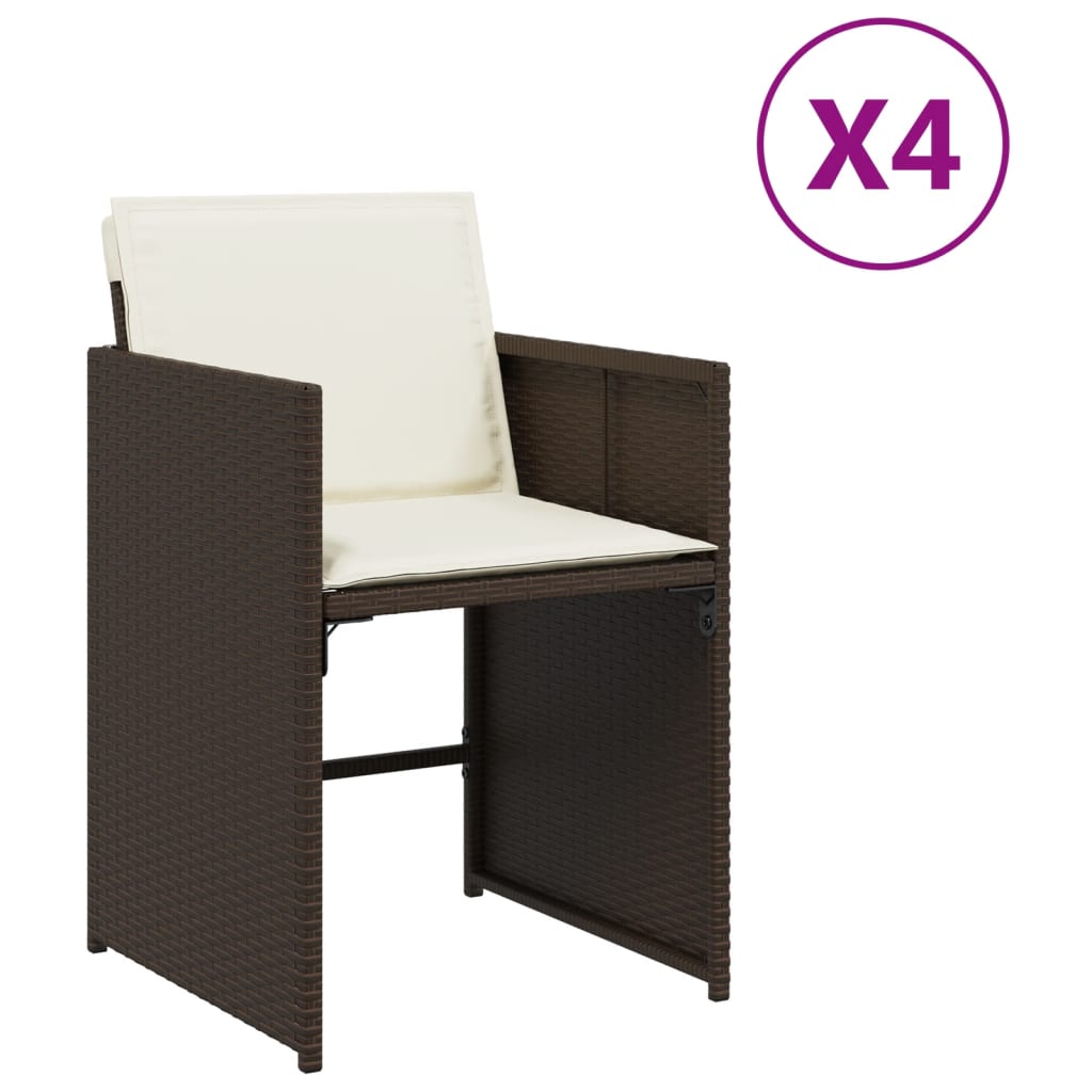 Tuinstoelen 4 st met kussens poly rattan bruin is nu te koop bij PeponiXL, paradijselijk wonen!