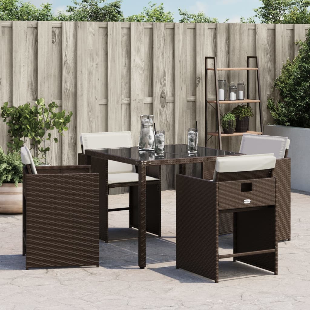Tuinstoelen 4 st met kussens poly rattan bruin is nu te koop bij PeponiXL, paradijselijk wonen!