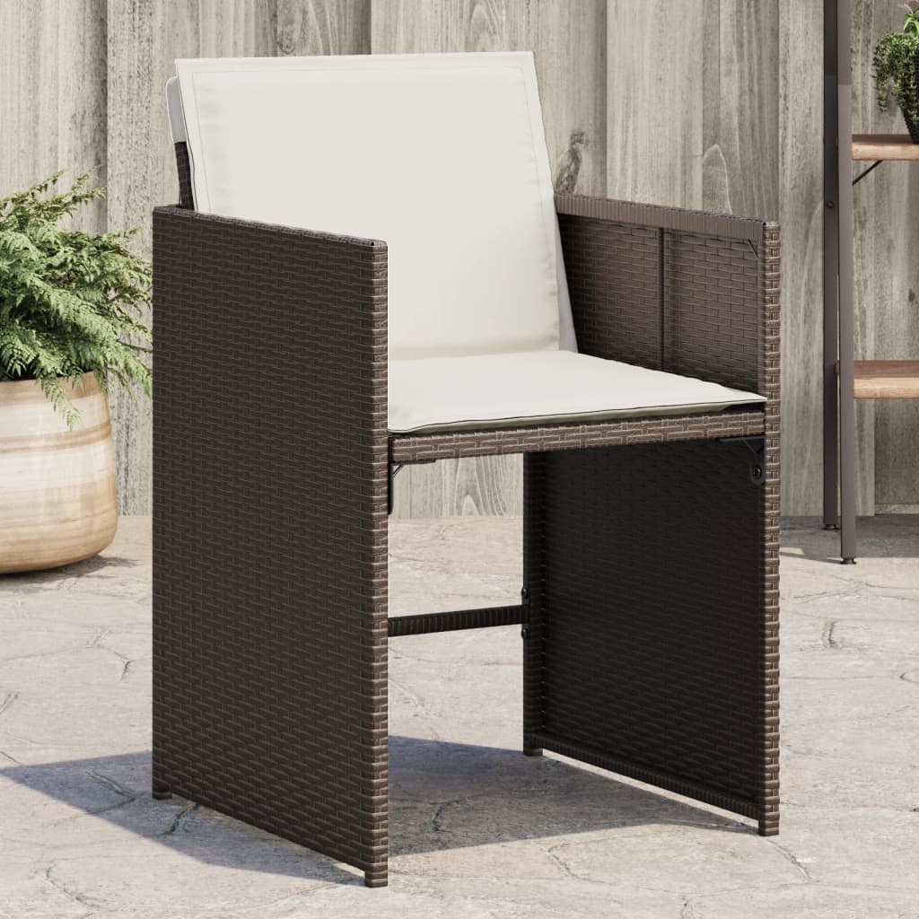 Tuinstoelen 4 st met kussens poly rattan bruin is nu te koop bij PeponiXL, paradijselijk wonen!