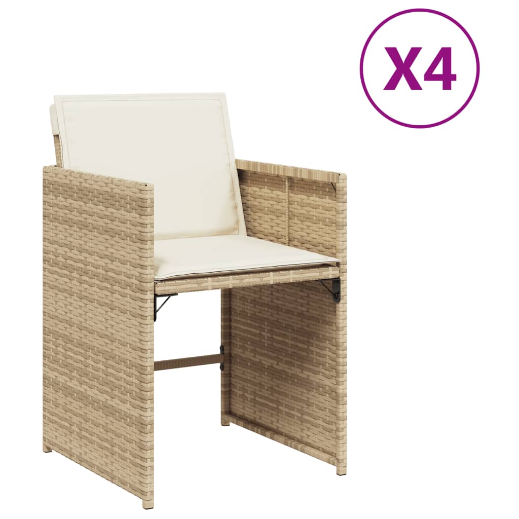Tuinstoelen 4 st met kussens poly rattan beige is nu te koop bij PeponiXL, paradijselijk wonen!
