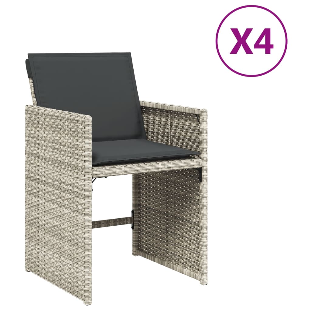 Tuinstoelen 4 st met kussens poly rattan lichtgrijs is nu te koop bij PeponiXL, paradijselijk wonen!
