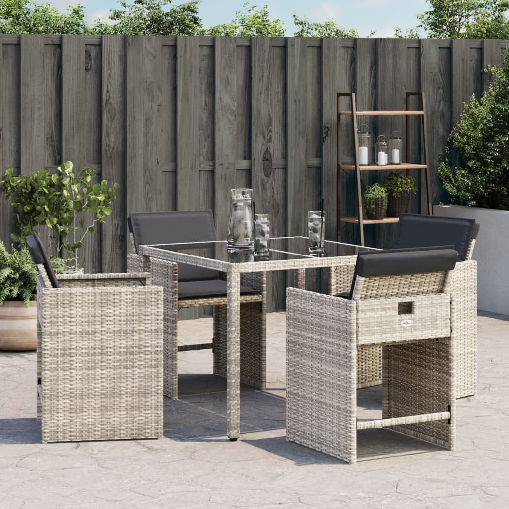 Tuinstoelen 4 st met kussens poly rattan lichtgrijs is nu te koop bij PeponiXL, paradijselijk wonen!