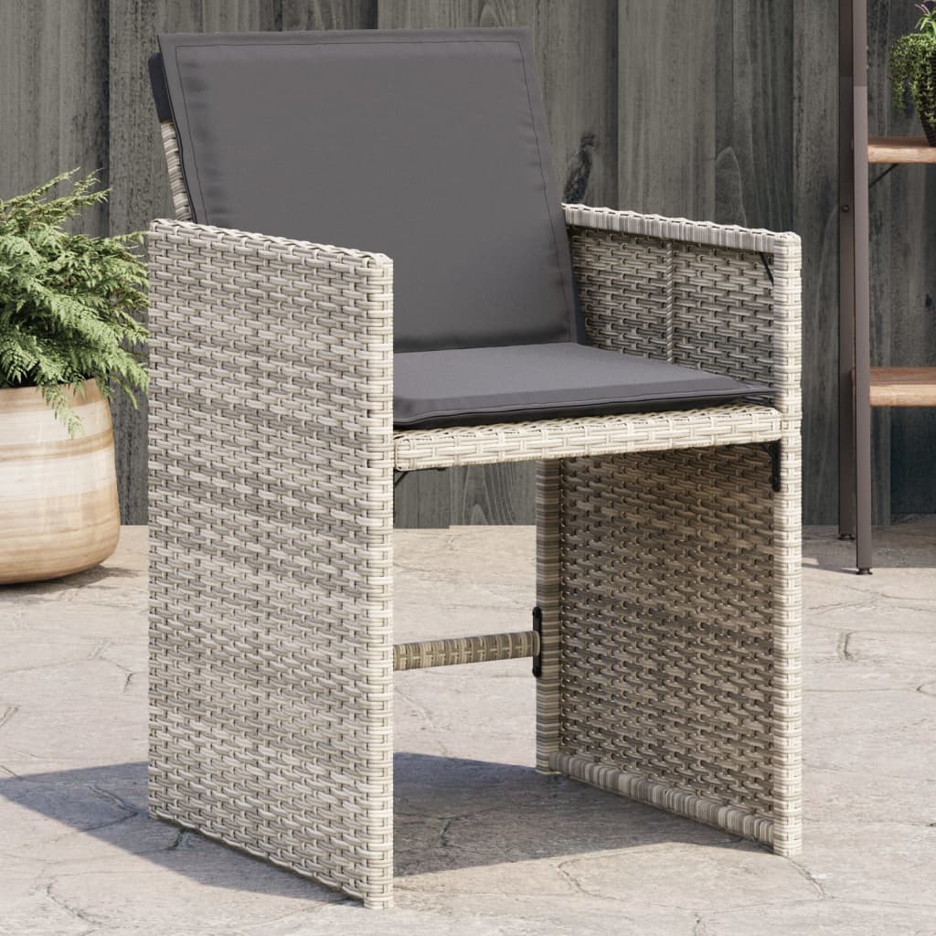 Tuinstoelen 4 st met kussens poly rattan lichtgrijs is nu te koop bij PeponiXL, paradijselijk wonen!