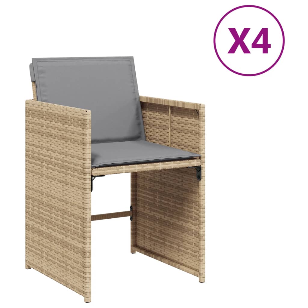 Tuinstoelen 4 st met kussens poly rattan gemengd beige is nu te koop bij PeponiXL, paradijselijk wonen!