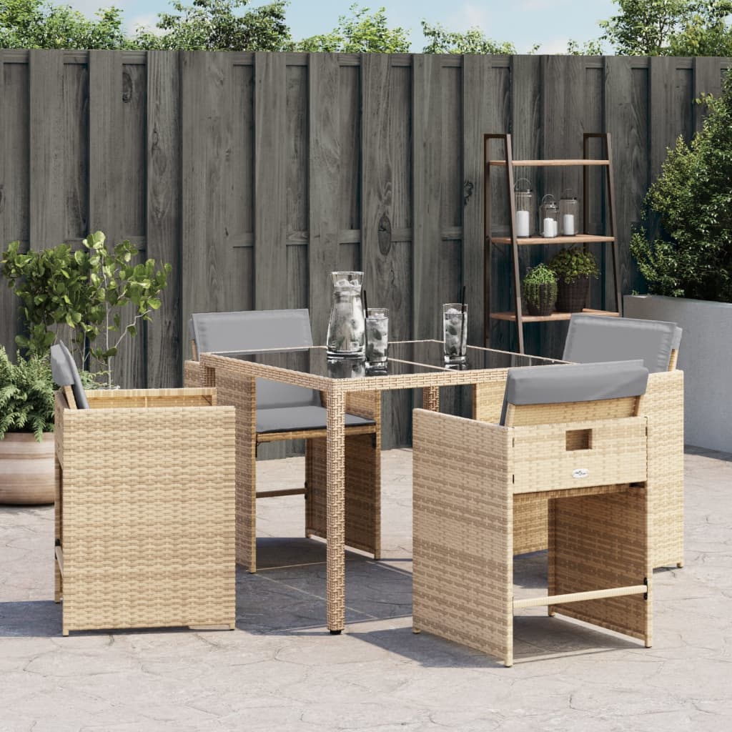 Tuinstoelen 4 st met kussens poly rattan gemengd beige is nu te koop bij PeponiXL, paradijselijk wonen!
