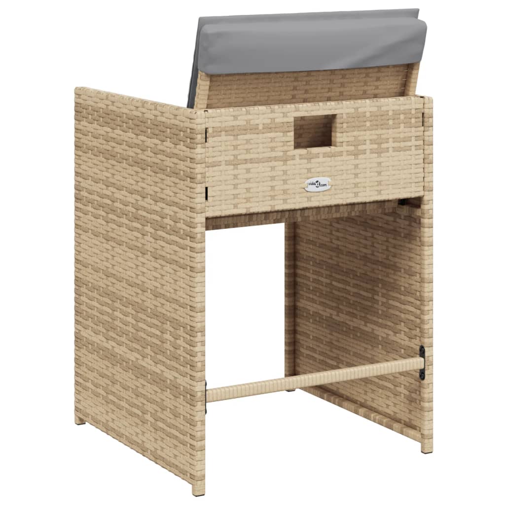 Tuinstoelen 4 st met kussens poly rattan gemengd beige is nu te koop bij PeponiXL, paradijselijk wonen!