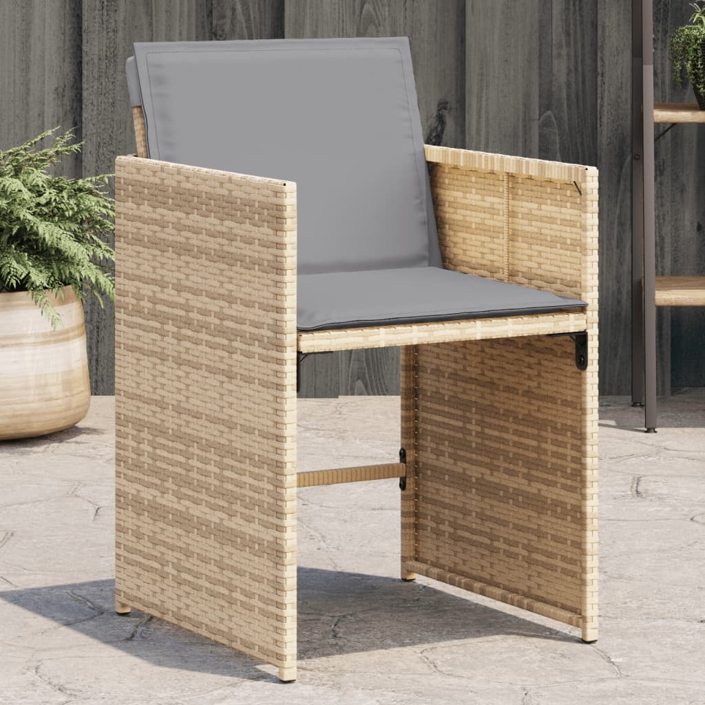 Tuinstoelen 4 st met kussens poly rattan gemengd beige is nu te koop bij PeponiXL, paradijselijk wonen!