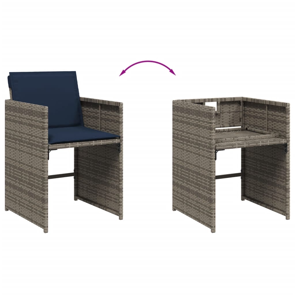 Tuinstoelen 4 st met kussens poly rattan grijs is nu te koop bij PeponiXL, paradijselijk wonen!