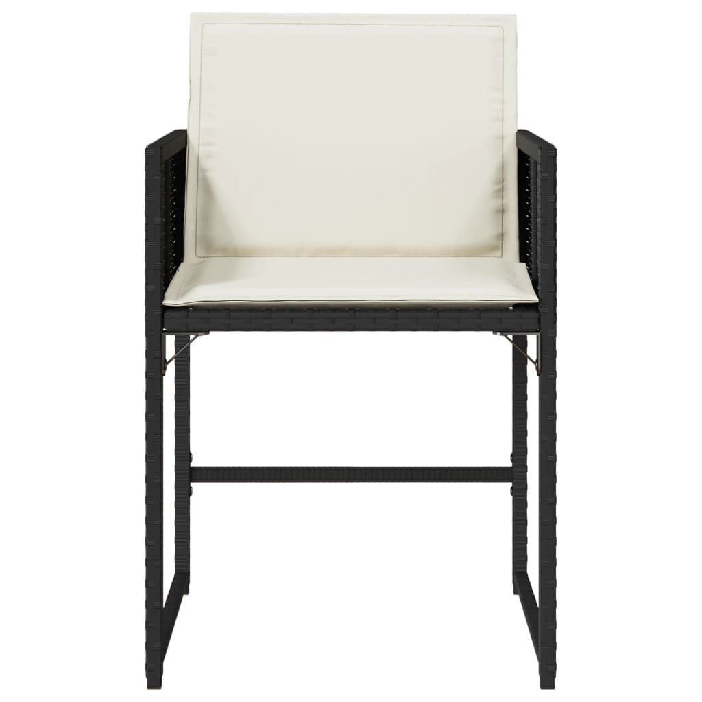 Tuinstoelen 4 st met kussens poly rattan zwart is nu te koop bij PeponiXL, paradijselijk wonen!