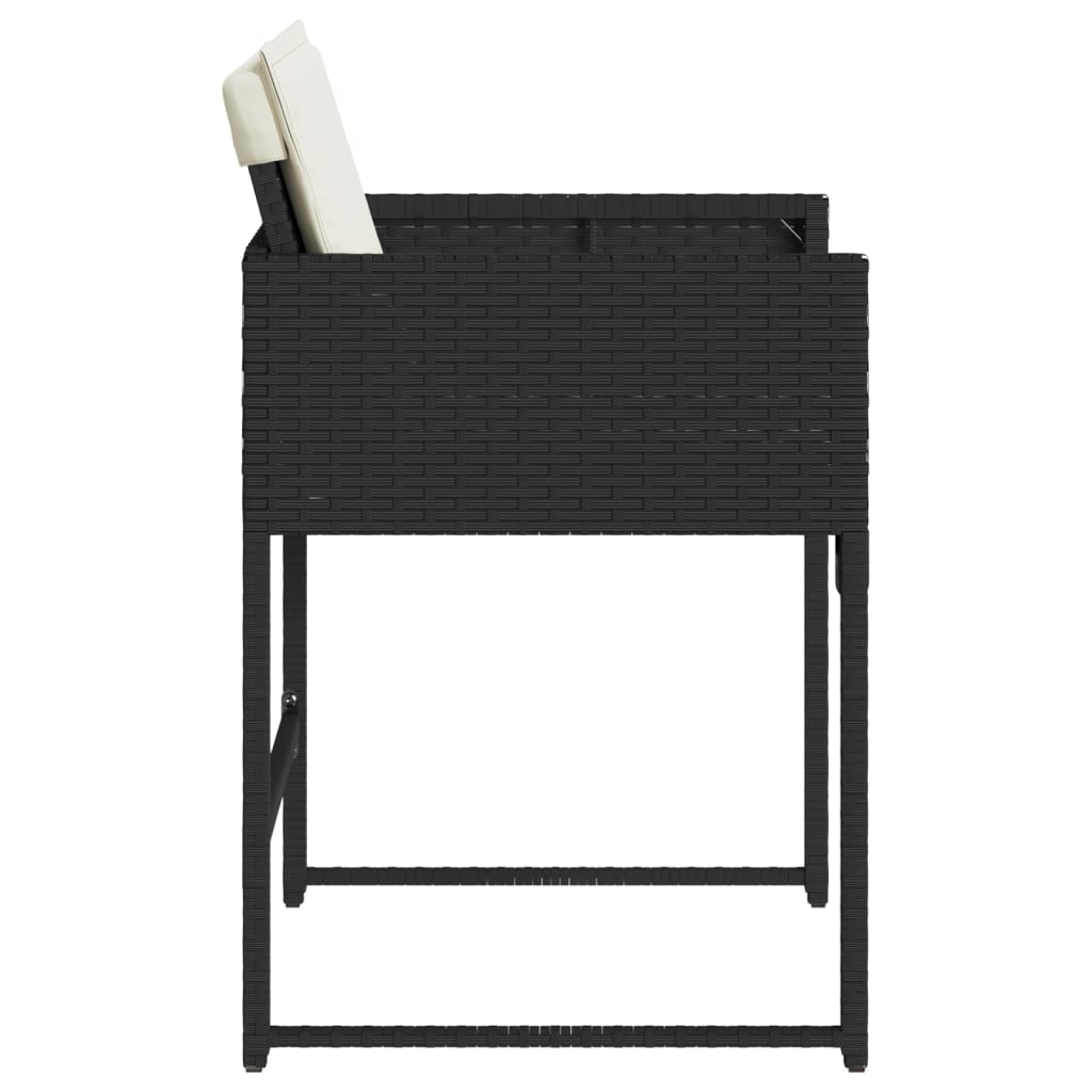 Tuinstoelen 4 st met kussens poly rattan zwart is nu te koop bij PeponiXL, paradijselijk wonen!