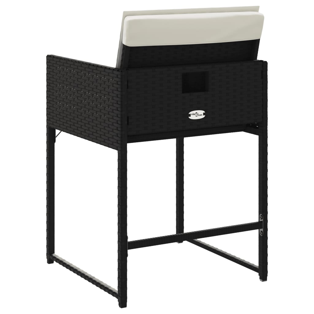 Tuinstoelen 4 st met kussens poly rattan zwart is nu te koop bij PeponiXL, paradijselijk wonen!