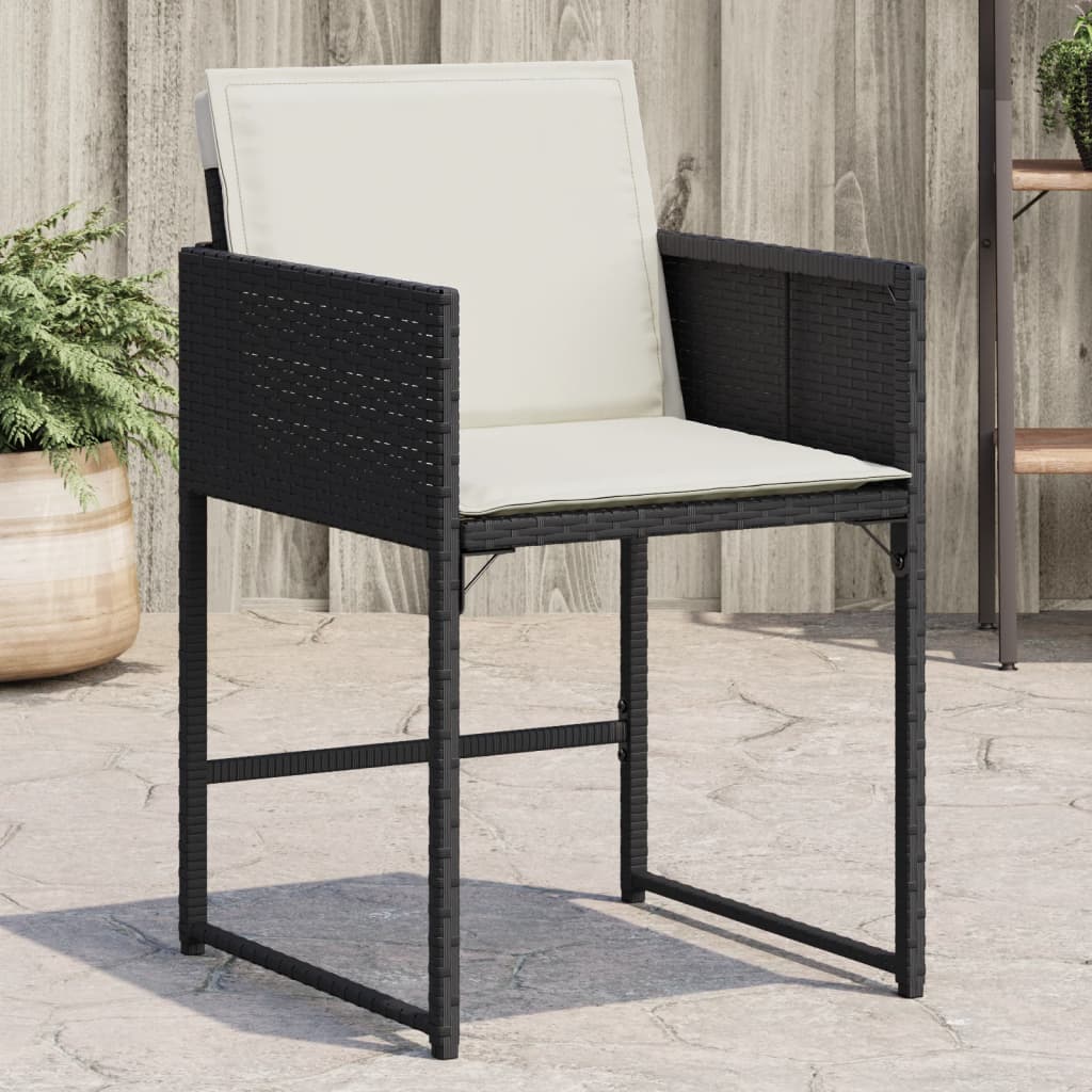 Tuinstoelen 4 st met kussens poly rattan zwart is nu te koop bij PeponiXL, paradijselijk wonen!