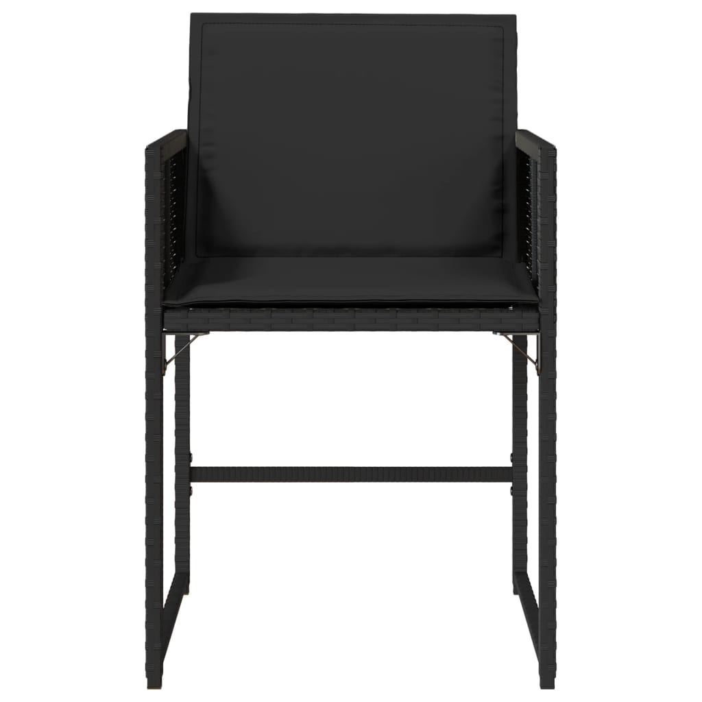Tuinstoelen 4 st met kussens poly rattan zwart is nu te koop bij PeponiXL, paradijselijk wonen!