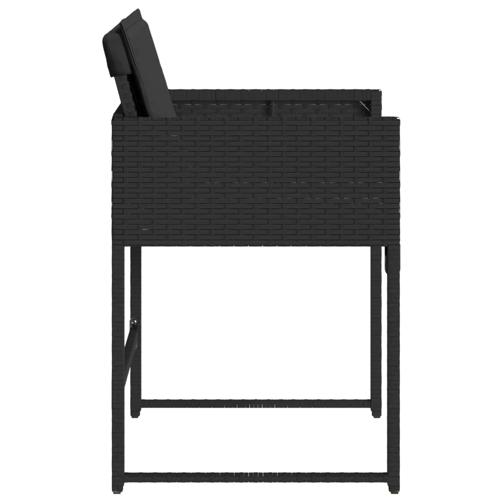Tuinstoelen 4 st met kussens poly rattan zwart is nu te koop bij PeponiXL, paradijselijk wonen!