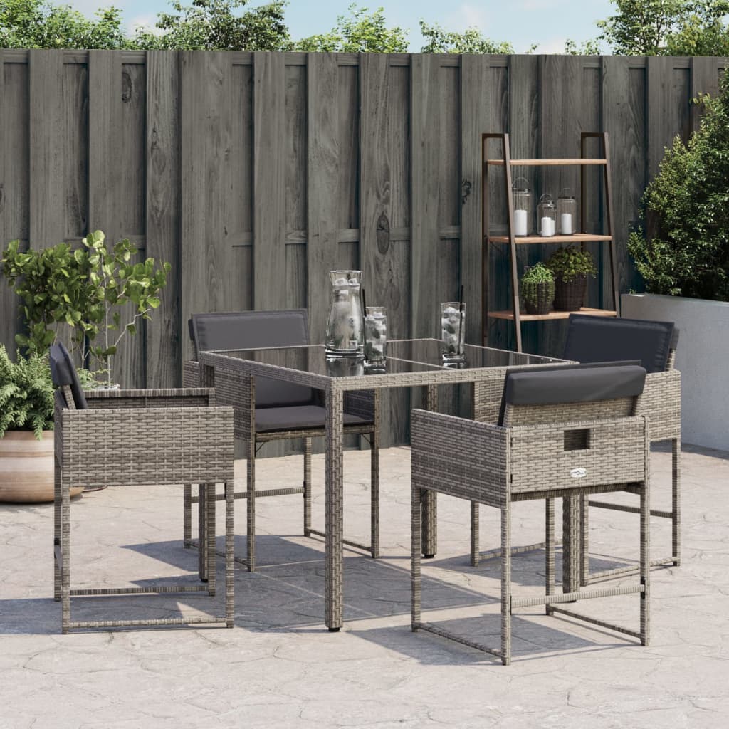 Tuinstoelen 4 st met kussens poly rattan grijs is nu te koop bij PeponiXL, paradijselijk wonen!