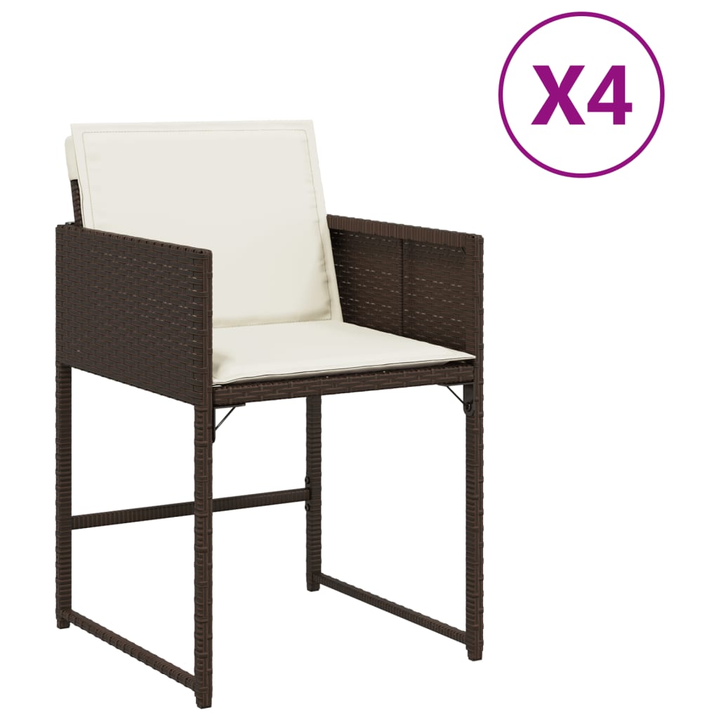 Tuinstoelen 4 st met kussens poly rattan bruin is nu te koop bij PeponiXL, paradijselijk wonen!