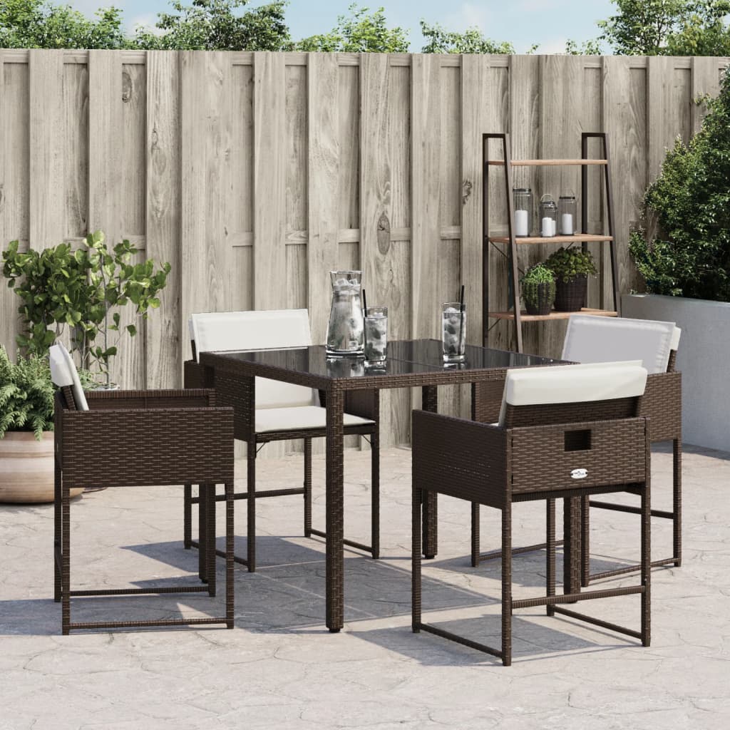 Tuinstoelen 4 st met kussens poly rattan bruin is nu te koop bij PeponiXL, paradijselijk wonen!