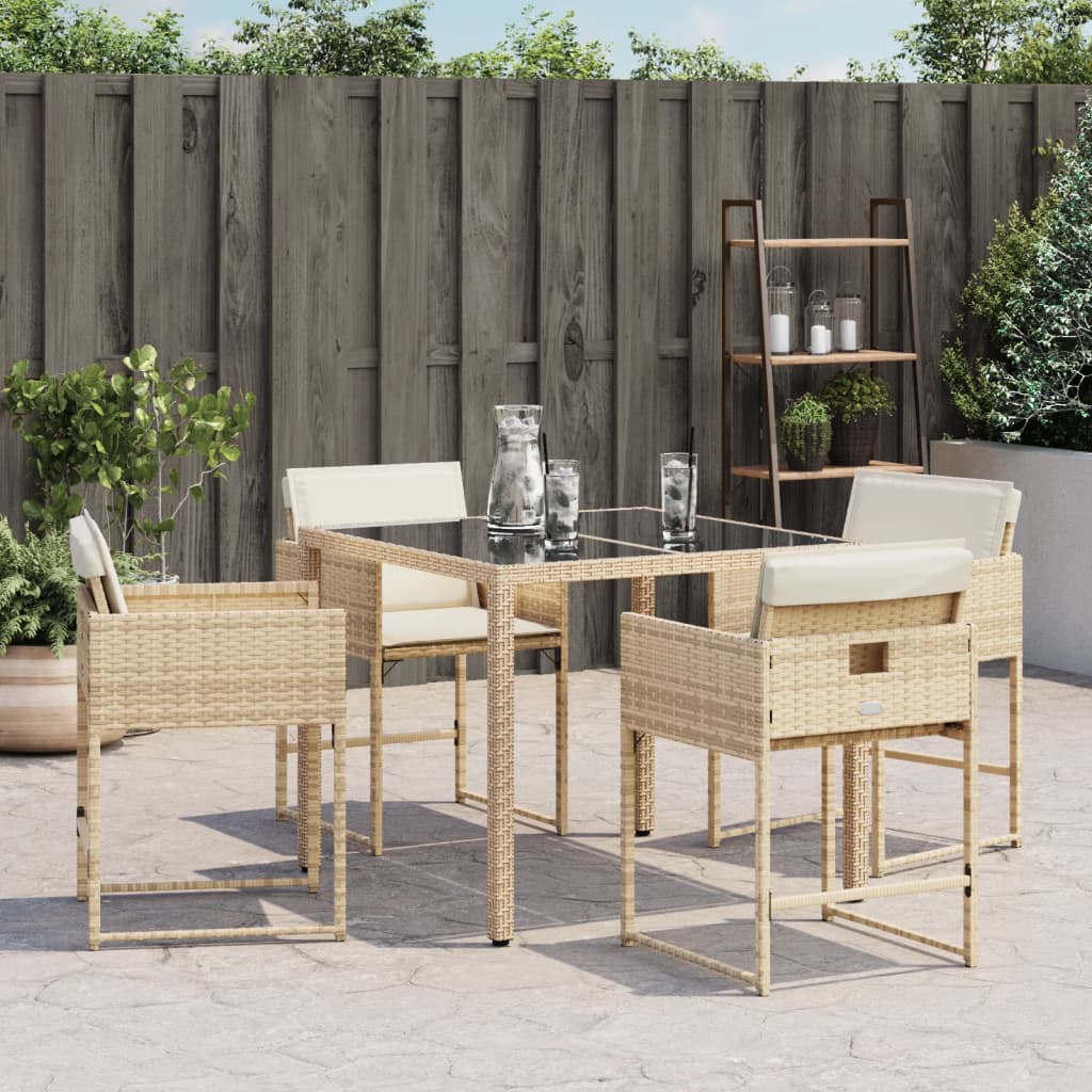 Tuinstoelen 4 st met kussens poly rattan beige is nu te koop bij PeponiXL, paradijselijk wonen!
