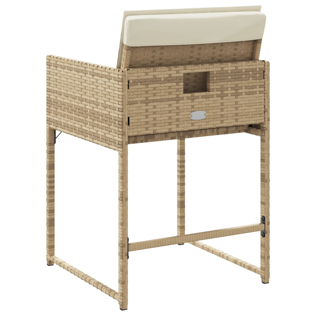 Tuinstoelen 4 st met kussens poly rattan beige is nu te koop bij PeponiXL, paradijselijk wonen!